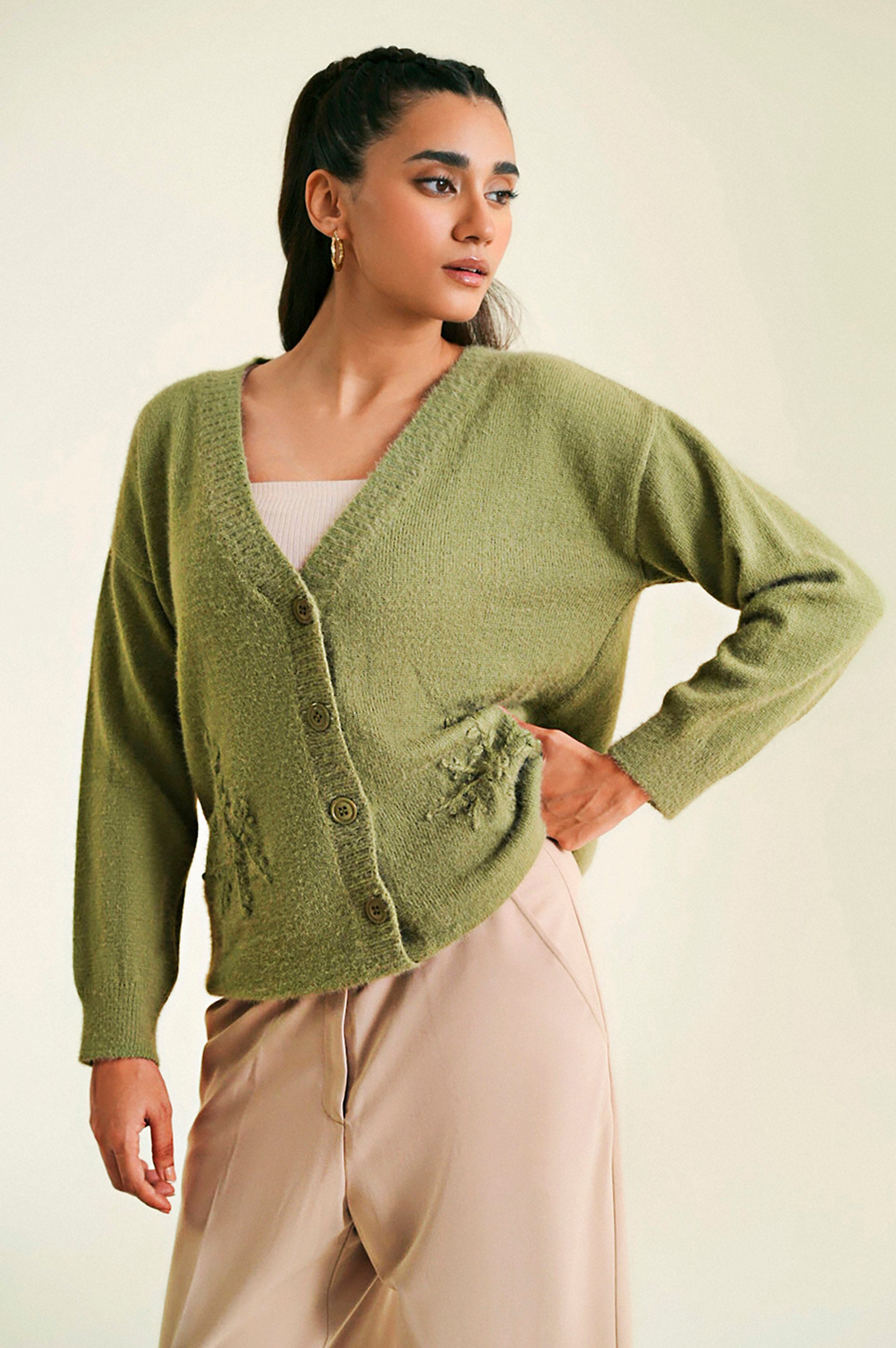Button Down Sweater Full Sleeves